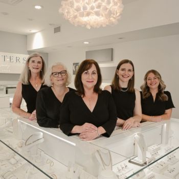 The Glitters girls at the counter